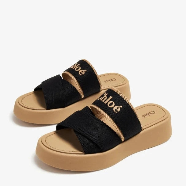CHLOE SANDALS "beige black"