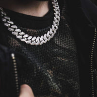 12mm Cz Cuban Link Chain In White Gold Color - RKSCART