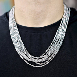 3mm Rope Chain in White Gold Color - RKSCART