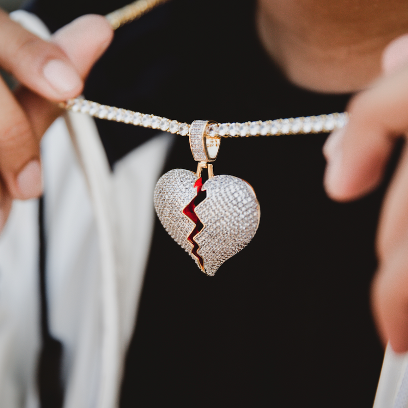 Broken Heart Pendant Yellow Gold Color