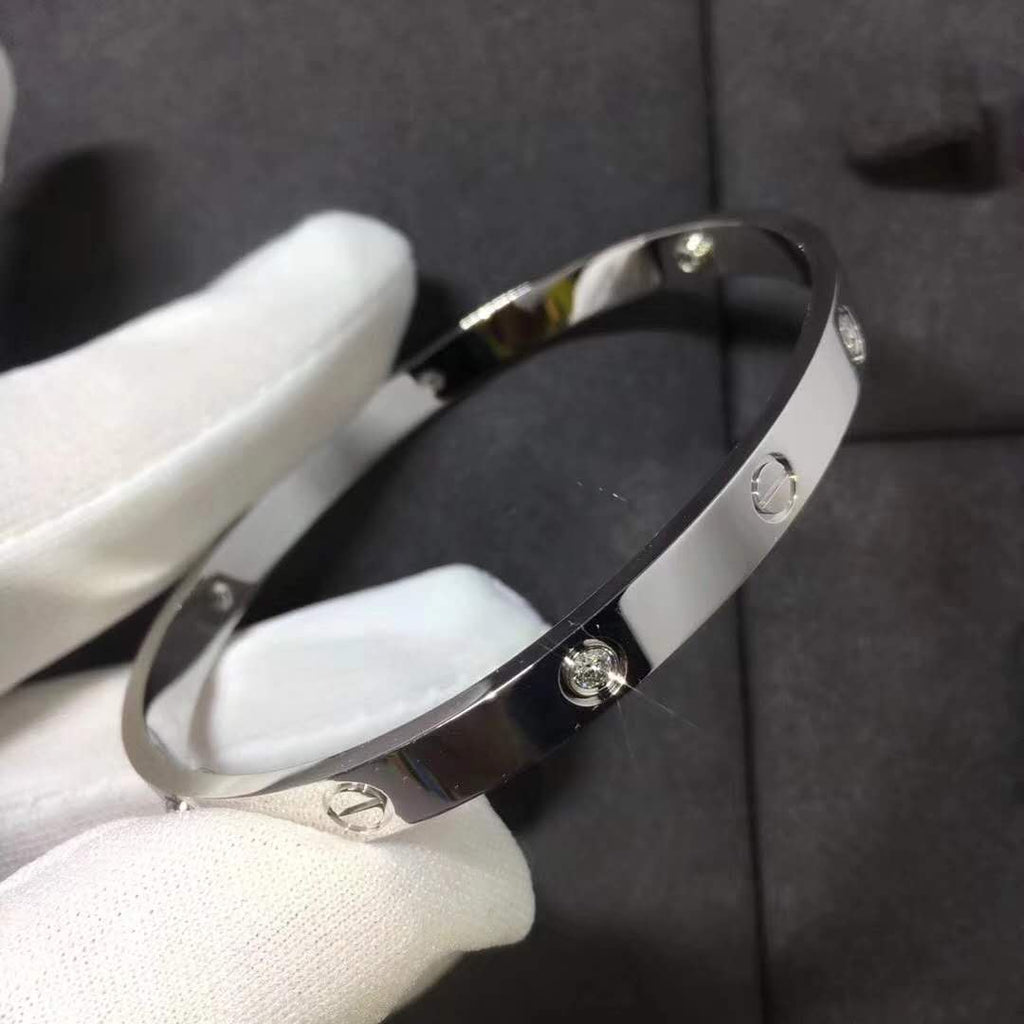 Love Bangle cz White Gold Color Plated