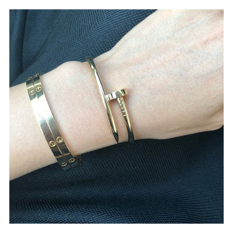 Nail Bangle Yellow Gold Color Plated