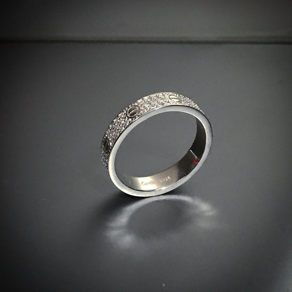 S925 With Love CZ Rings White Gold Color
