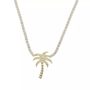 Micro Palm Tree Cz Pendant